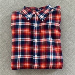 Brooks Brothers Red, Orange and Blue Flannel Casual Button Down Shirt (Size M)